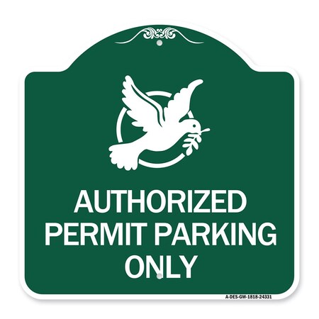 Signmission Authorized Church Parking W/ Graphic, Green & White Aluminum Sign, 18" x 18", GW-1818-24331 A-DES-GW-1818-24331